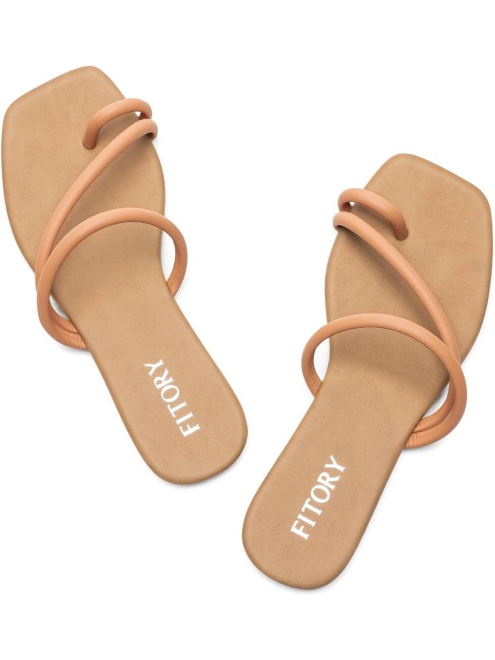 Women's Camel Summer Cross Strap Fashionable Toe Ring Thong Open Toe Slide Flats - Picture 4 of 6